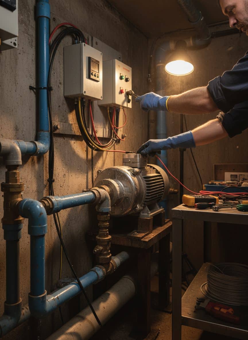 Maintenance d'une pompe de fontaine commerciale dans un local technique